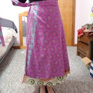 Tea length regular Darn Good Yarn sari wrap skirt